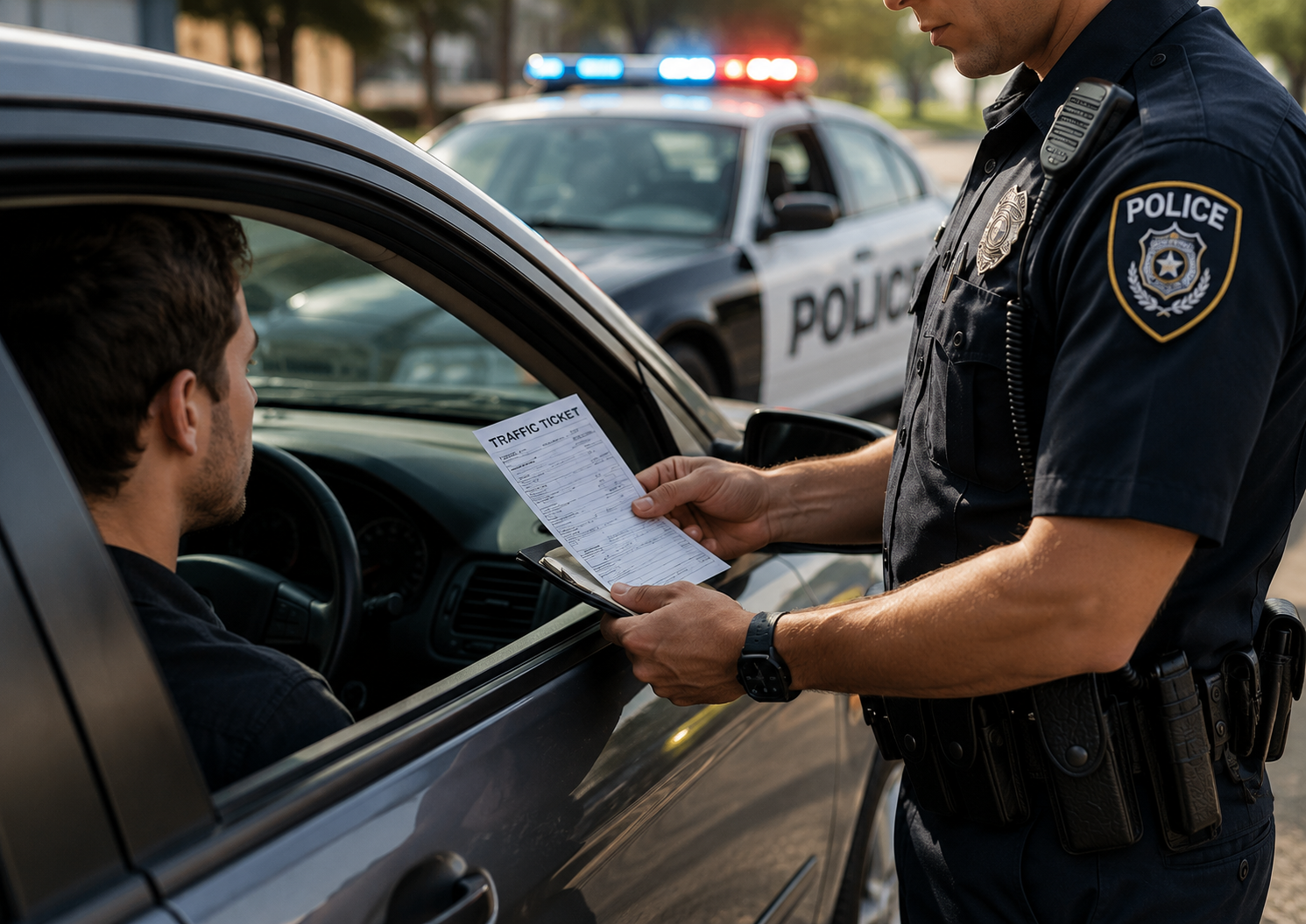 Traffic stop on a suburban street